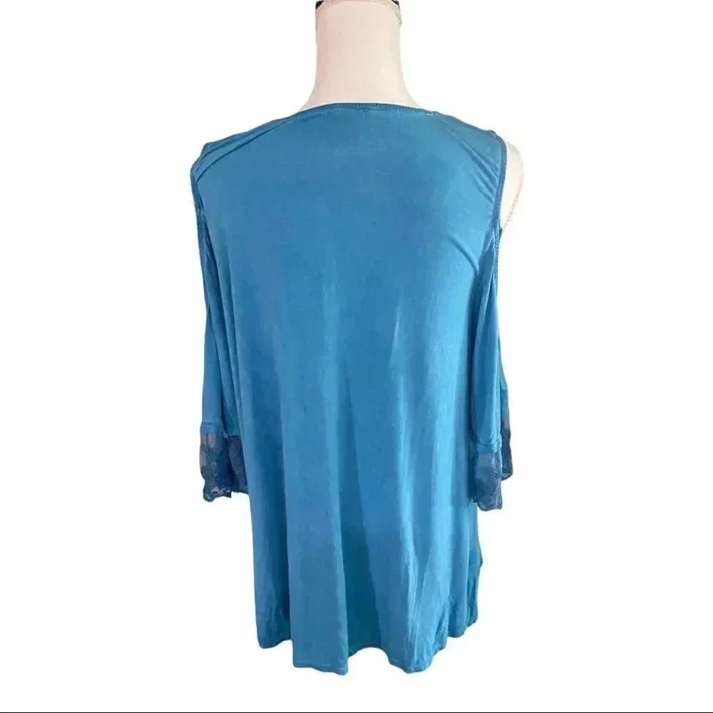 Umgee size L cold shoulder super soft gorgeous top EUC - Picture 3 of 9